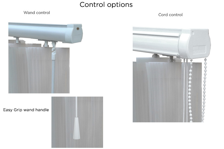Vertical Blind control options - Wand or Cord control