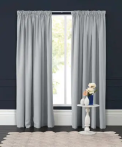 Silver coloured curtains